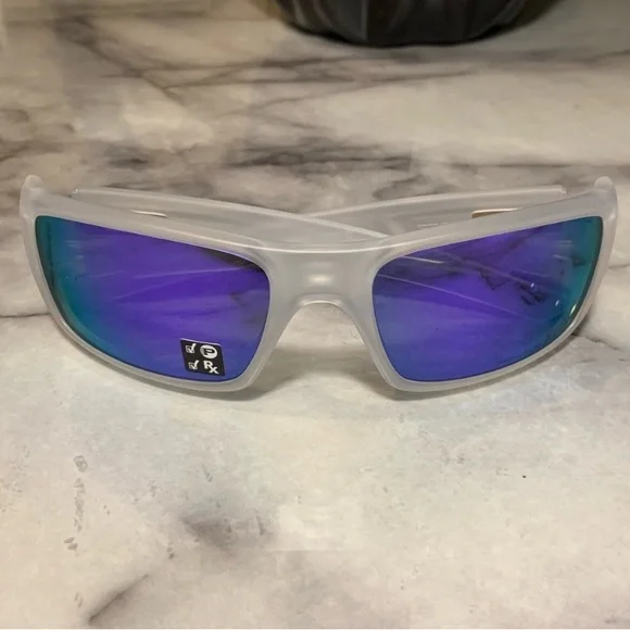 Oakley Crankshaft Violet Iridium Polarized Lenses, Matte Clear Frame NWT $187 - Picture 3 of 9